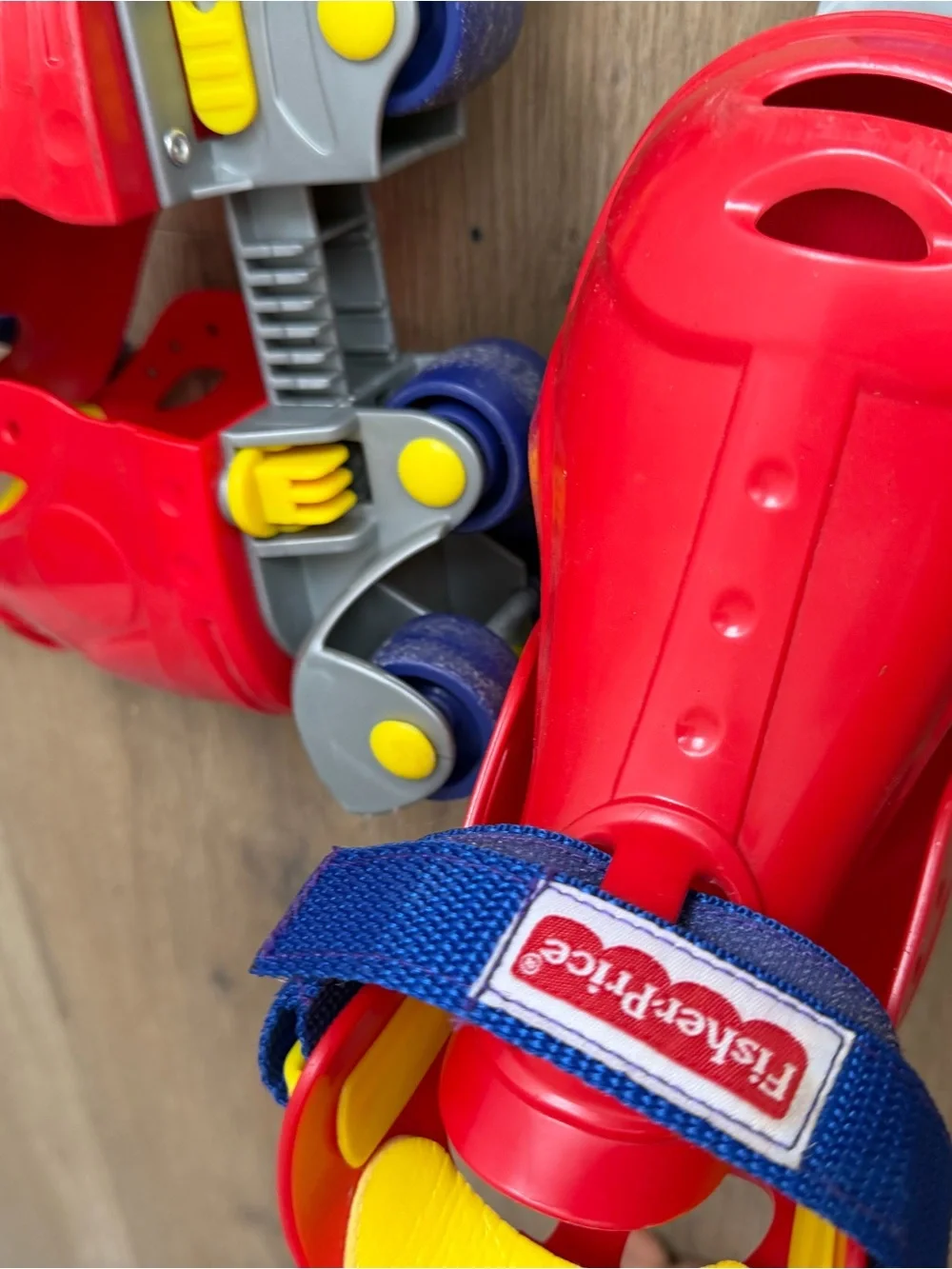 Fisher-Price Red Kids Water Shoes with Yellow Accents and Blue Straps